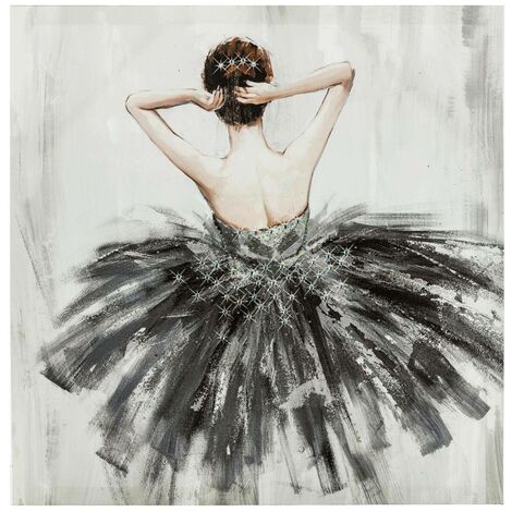 Atmosphera – Tableau toile murale imprimée danseuse 48 x 48 cm – Polyester et bois MDF – Décoration artistique pour chambre d'enfant