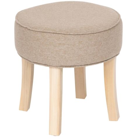 Atmosphera – Tabouret d'appoint en velours beige 35 cm – Assise moelleuse – Structure en peuplier – Charge maximale 110 kg – Tissu Oeko-Tex