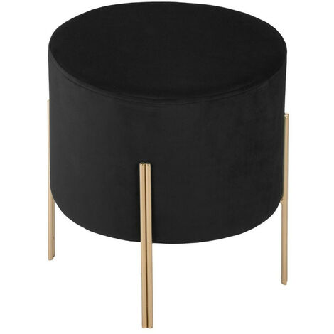 Atmosphera – Tabouret de bar en velours noir – Structure MDF – Assise mousse polyuréthane – Dimensions D. 34 x H. 40 cm – Style Contempo Chic