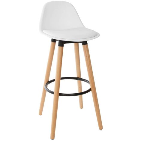 Atmosphera – Tabouret de bar Maxon – Simili blanc – Hauteur d'assise 71,5 cm – Design ergonomique – Idéal pour cuisines et bars