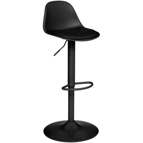 Atmosphera – Tabouret de bar pivotant réglable noir – Hauteur d'assise 61,5 à 82,5 cm – Structure en polypropylène et acier – Repose-pieds intégré