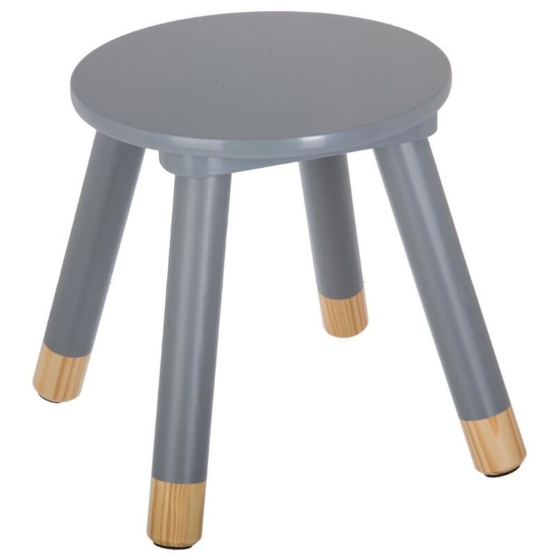 Atmosphera - Tabouret pour enfant gris Modèle Douceur - Dimensions 24 x 26,5 x 24 cm - Livraison gratuite