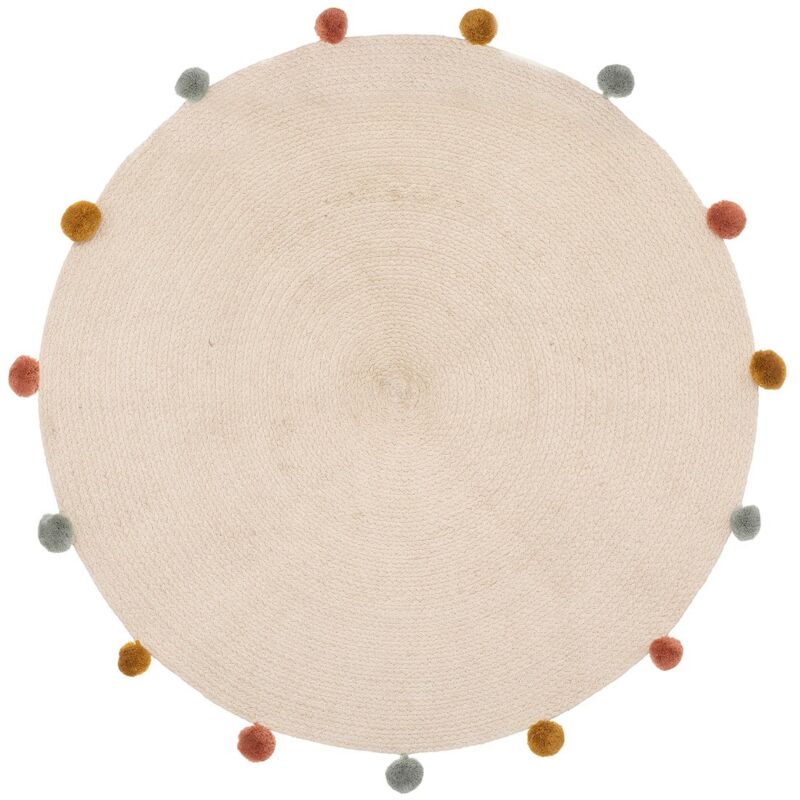 Atmosphera - Tapis De Chambre D'enfant Arlequin Pompons D90 Beige For Kids