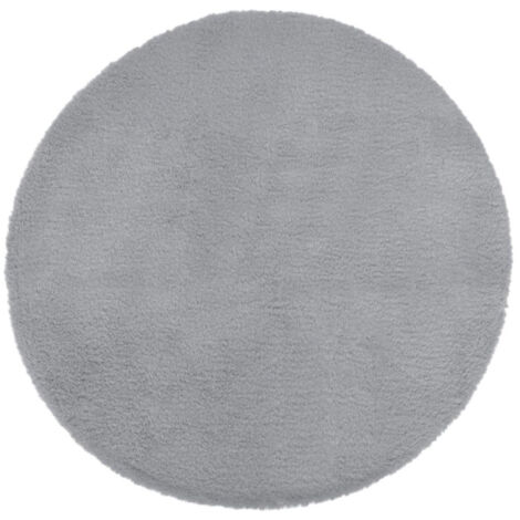 Atmosphera – Tapis rond imitation fourrure 80cm – Polyester doux – D. 80 x H. 2 cm – Couleur gris – Pour décoration intérieure