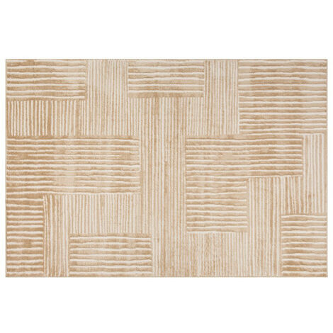 Atmosphera – Tapis shaggy rectangulaire 120x170 cm beige – Motifs géométriques en relief – Polypropylène – Apporte chaleur à votre intérieur