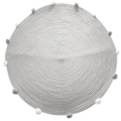 ATMOSPHERA Teppich, rund, mit Pompons, Grau, Durchmesser 90 cm, grau, cm - Atmosphera for kids