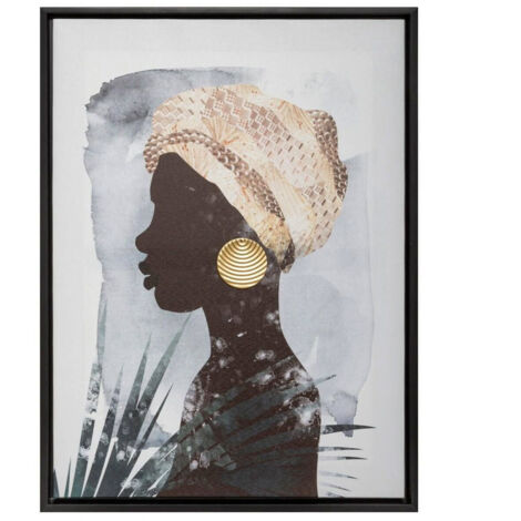 Atmosphera – Toile imprimée cadre RE femme 45 x 60 cm – Décoration murale moderne – Couleur noir pour intérieur élégant