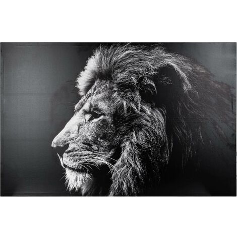 Tableau Sur Toile Animalier Noir Et Blanc - Tête De Lion - Peinture Murale Design