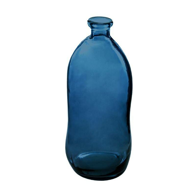 Vase Uly en verre recyclé bleu orage H35cm Atmosphera créateur d'intérieur