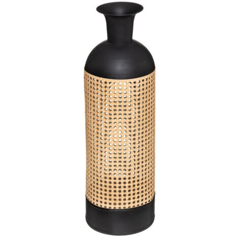 Atmosphera – Vase cannage arbela 60cm noir – Fer – D. 18,5cm – Élégant pour décoration moderne – Facile d'entretien