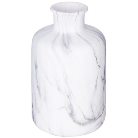 Atmosphera – Vase déco effet marbre 17,5cm en céramique blanc – Élégant pour décoration intérieure – Dimensions D. 11 x H. 17,5 cm