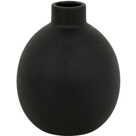 Atmosphera – Vase en dolomite noir 18cm – Finition mate – Design moderne pour décoration intérieure – Dimensions D. 14,5 x H. 18 cm