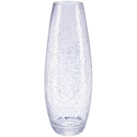 Atmosphera – Vase en verre craquelé 40cm – Transparent – Forme ronde – D. 15cm – Accessoire décoratif moderne