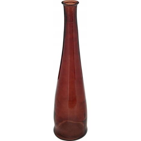 Atmosphera – Vase long en verre recyclé H80cm diamètre 18cm ambre – Style bohème-chic pour plantes hautes – Fabrication artisanale
