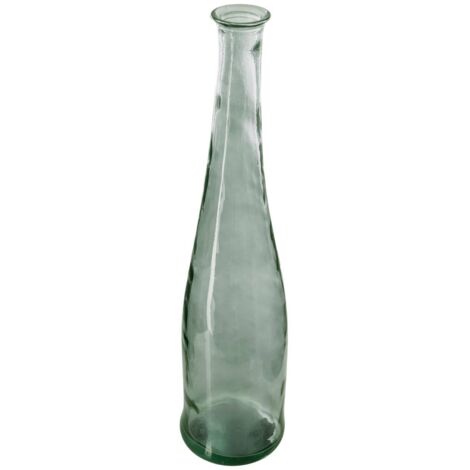 Atmosphera – Vase long en verre recyclé vert kaki H 80 cm – Dimensions 18 x 18 cm – Accessoire décoratif pour bouquets séchés