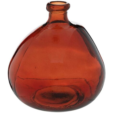 Atmosphera – Vase rond en verre recyclé ambre D 21 cm H 23 cm – Design brut pour décoration éco-responsable – Compatible fleurs fraîches et séchées