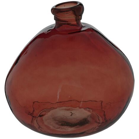 Atmosphera – Vase rond en verre recyclé ambre H 33 cm – Silhouette irrégulière pour grandes fleurs – Fabriqué en Espagne – Décoration naturelle