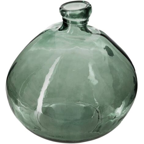 Atmosphera – Vase rond en verre recyclé vert kaki H 33 cm – Design unique pour compositions florales – Éléments décoratifs saisonniers