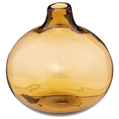 Atmosphera – Vase soliflore en verre ambre 12cm – Forme ronde – Élégant pour décoration intérieure – Poids léger 0,27kg