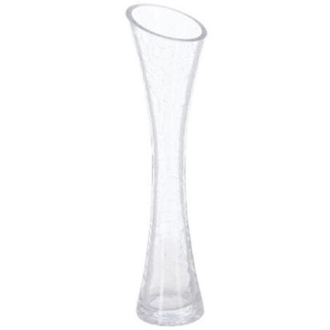 Atmosphera – Vase soliflore évasé 30cm en verre transparent – Finition craquelée – Pour décoration intérieure moderne