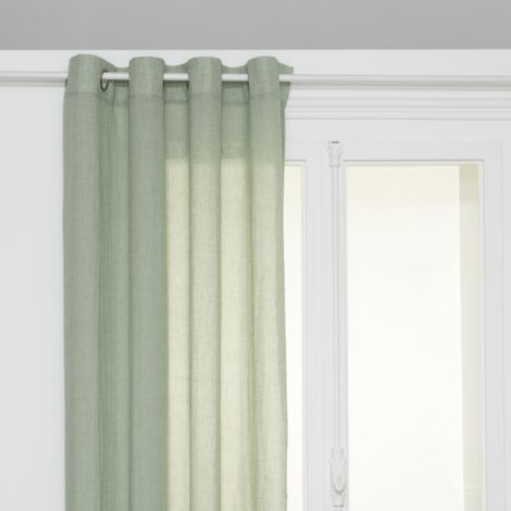 Atmosphera – Voilage 135x240cm vert céladon – 8 œillets en acier – Matière fluide 71,1 % polyester – Pour filtrer la lumière et préserver l'intimité