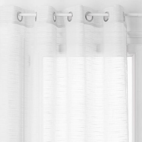 Atmosphera – Voilage à œillets blanc texturé 140 x 240 cm – Tissu 100% polyester – Accroche 8 œillets en fer – Pour installation facile