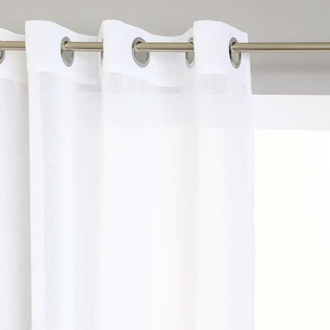 Atmosphera – Voilage à œillets étamine blanc 140 x 240 cm – 100% polyester léger – Finition 8 œillets argent – Lavable en machine à 30°C