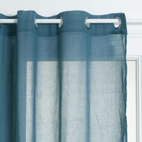Atmosphera – Voilage Ana bleu orage 140x240cm – 100% polyester – 8 œillets en métal – Laisse passer la lumière et dissimule la vue