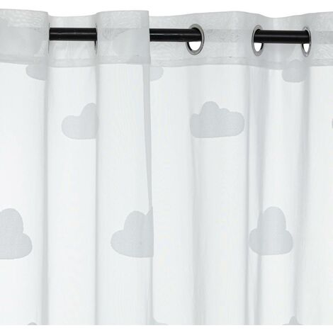 Atmosphera – Voilage enfant nuage 140x240cm blanc – Polyester léger – Œillets en métal pour fixation facile – Ambiance douce et ludique