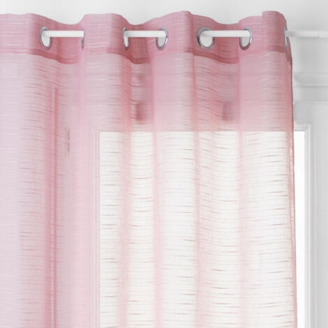 Atmosphera – Voilage tissé sablé 140 x 240 cm – 100% polyester – 8 œillets – Couleur rose – Effet coton flammé