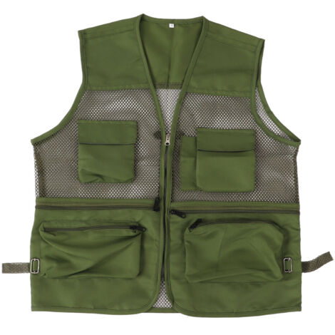 Atmungsaktive Militärjacke mit mehreren Taschen für Angeln und Outdoor-Aktivitäten, Größe XL, Armeegrün