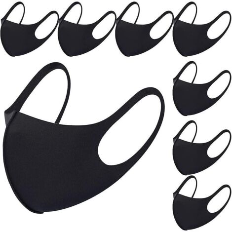 Atmungsaktive Stoffmaske mit Ohrschlaufen, wiederverwendbar, weich, waschbar, strapazierfähig für den täglichen Gebrauch in der Öffentlichkeit, Schwarz