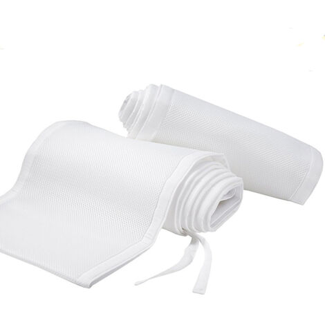 Atmungsaktiver Netz-Kinderbettschutz – Set mit 2 stoßdämpfenden Polyesterbezügen für Babybetten – 150 x 27 cm und 320 x 27 cm