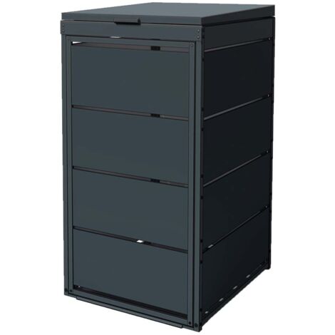 Atole – Cache-poubelle extérieur en acier galvanisé – Abri pour 1 conteneur 240L – Dimensions 1270x700x850mm – Couleur anthracite RAL7016