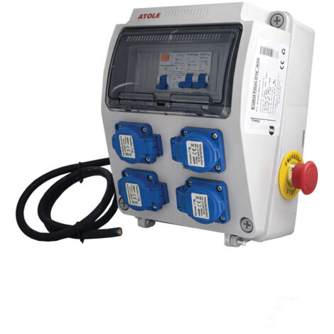 Atole – Coffret de chantier monophasé IP54 – 4 prises NF 2P+T – 16A 250V – Résistance chocs IK08 – 9 modules pour chantiers extérieurs