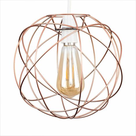 main image of "Atom Metal Basket Cage Ceiling Pendant Light Shade + 4W LED Filament Amber Light Bulb - Matt Black"