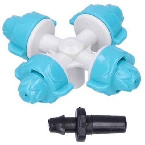 Atomizer Nozzle 50 Set 4 Outlet Water Nozzle Kit Sprinkler Atomizer Garden Irrigation Accessory Lake Blue