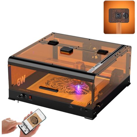 ATOMSTACK A6 Ultra Laser Engraver 40W, With B3 Protection Boxes and Cameras, 6W Laser Power, Engraving Speed 36000mm/min, Laser Cutting with Tank Chain Design, for Wood, Acrylic