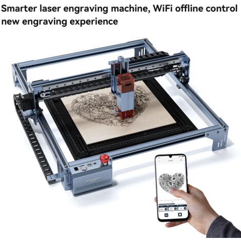 DECDEAL Atomstack Maker A5 V2 Lasergravierer Hochgeschwindigkeits-Gravurschneidemaschine Ultradünner 6-W-Laser mit festem Fokus und 400 x 400 mm Gravurbereich Augenfilter-Schutzabdeckung