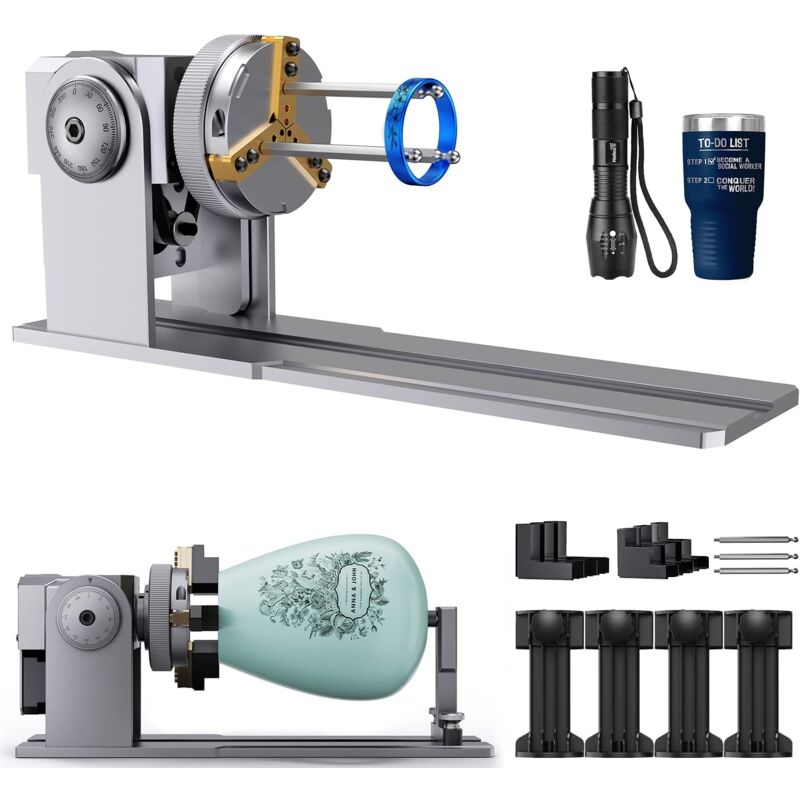 ATOMSTACK R1 PRO Rouleau à Disque à Griffes pour Machine de Gravure Laser, Rouleau Rotatif à axe Y, Adapté à la Gravure d'objets Cylindriques, Verres