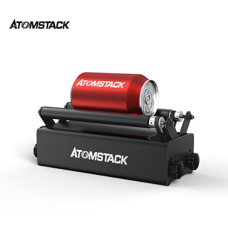 ATOMSTACK R3 Walze fur zylindrische Objekte mit 360° drehbarer Gravierachse 8 Winkeleinstellungen Gravierdurchmesser von nur 4 mm Kompatibel mit 95% der Lasergraviermaschinen - Modell:Schwarz