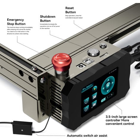 KKMOON Atomstack S40 pro 40W Lasergravurmaschine, Gravurgröße 400 x 400 mm, ausgestattet mit doppelter Luftunterstützungspumpe