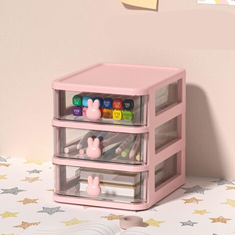 Atractiva caja de almacenamiento de escritorio con cajones, ideal para guardar material de oficina, bolígrafos, cosméticos, etc.