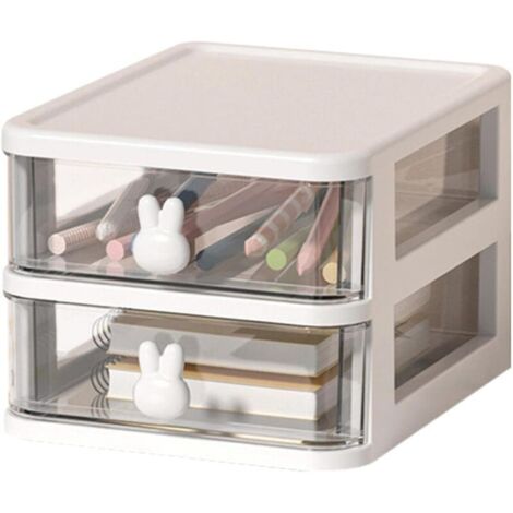 Atractiva caja de almacenamiento de escritorio con cajones, ideal para guardar material de oficina, bolígrafos, cosméticos, etc.