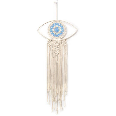 Atrapasueños bohemio grande: decoración de pared hecha a mano con motivo del ojo turco, ideal para la sala de estar o el dormitorio.