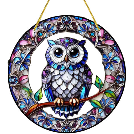 Atrapasueños de búho coloridos [20 cm] Juego de 3 piezas Atrapasueños decorativos para ventanas con pájaro colgante