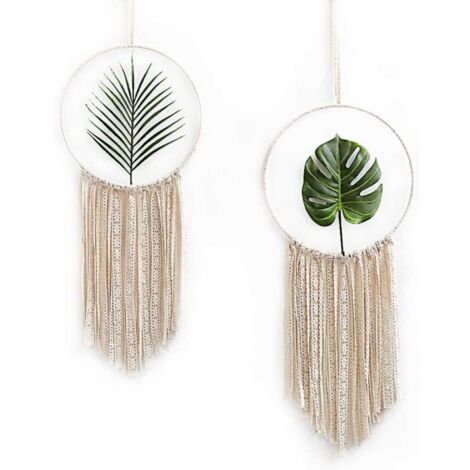 Atrapasueños de macramé para colgar en la pared (2 piezas, 30 cm de ancho x 69 cm de largo)