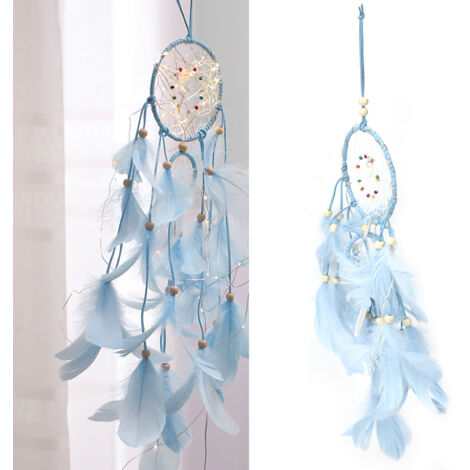 Atrapasueños decorativo [Atrapasueños] Edición azul con pilas para salón, dormitorio, boda – 54 cm