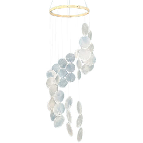 [Atrapasueños] + Decorativo + con conchas naturales y campanillas de viento + para el hogar y el jardín + Regalo creativo + Blanco