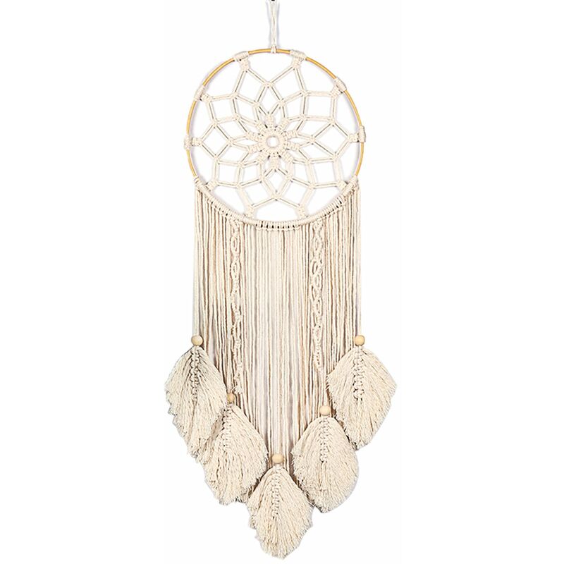 

Atrapasuenos tejidos hechos a mano para decoracion de colgar en la pared con hojas Atrapasuenos grande para habitacion de bebe, dormitorio, fiesta,